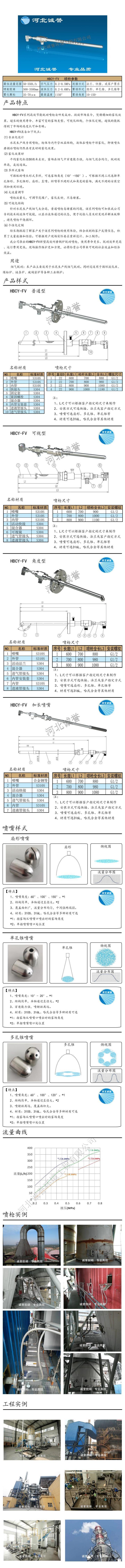 電廠脫硝噴槍保護(hù)套、噴槍參數(shù)、材質(zhì)尺寸、流量分布圖、扇形空心錐俯視圖介紹，以及噴槍霧化視頻展示和工程案例介紹